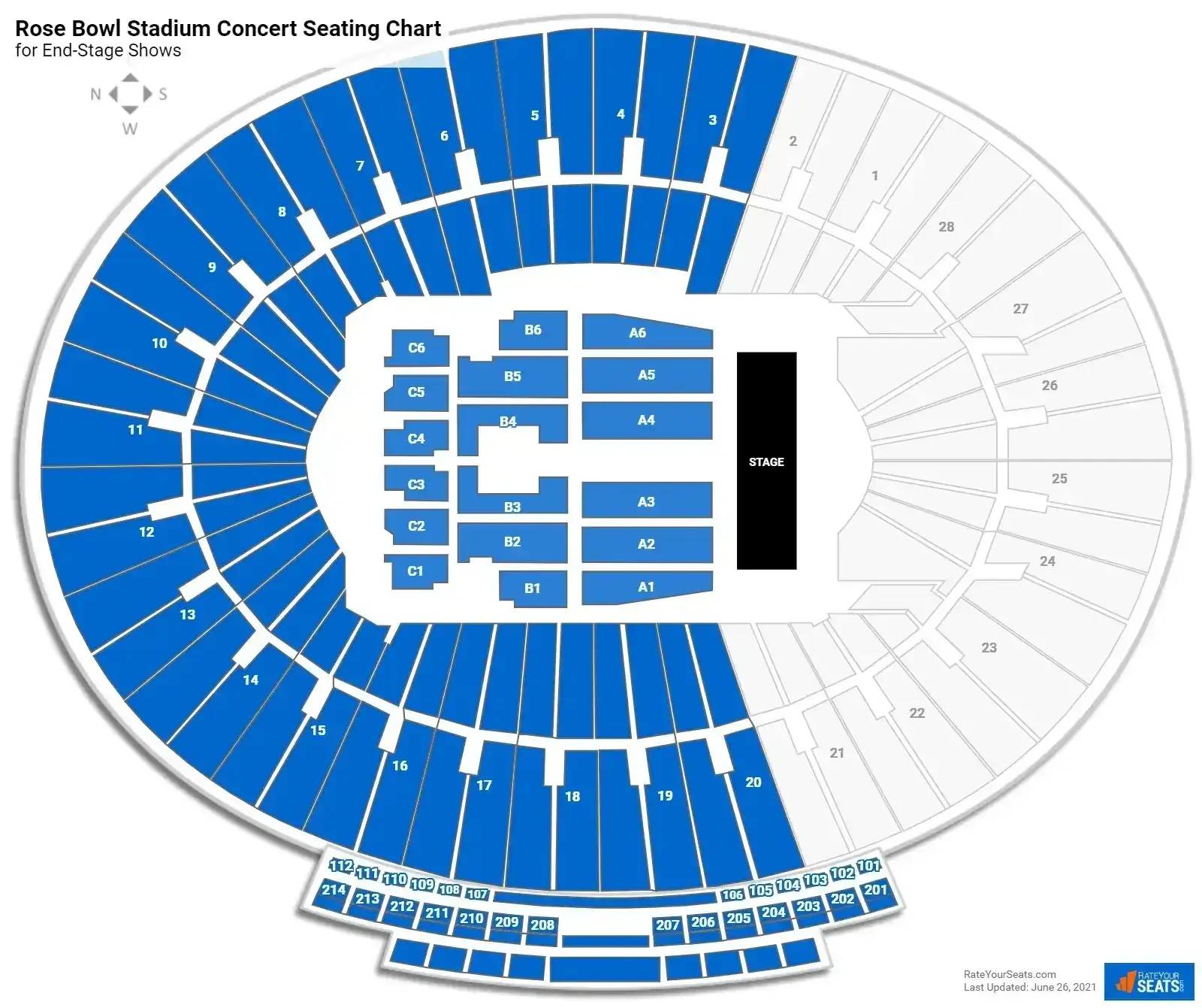 Rose Bowl Stadium Seating Chart Oasis Concert